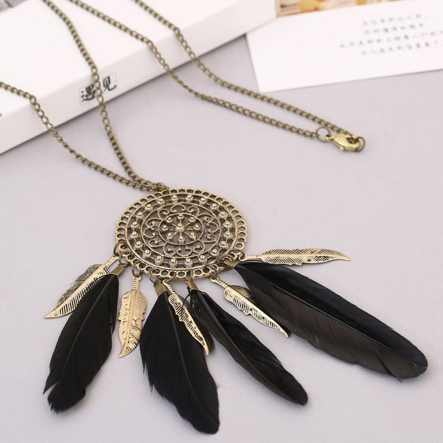 Collier Femme Plume Native American Fringe Necklace