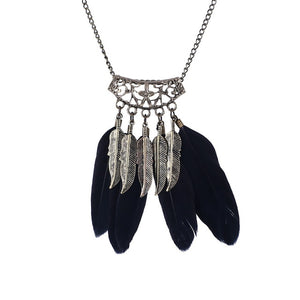 Collier Femme Plume Native American Fringe Necklace