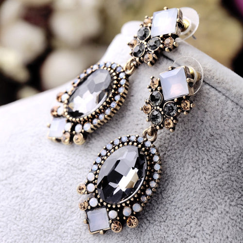 Black Crystal Dangle Earrings