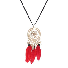 Load image into Gallery viewer, Elegant Feather Long Beaded Black Chain Tassel Necklaces