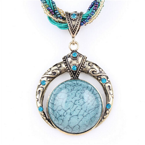 Female vintage choker natural stone pendants&necklaces