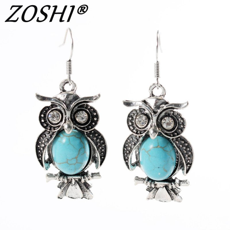 Crystal Tibetan Silver Blue Stone Earring