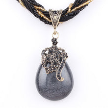 Load image into Gallery viewer, Blue natural crystal stone pendant necklace
