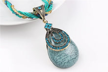 Load image into Gallery viewer, Blue natural crystal stone pendant necklace
