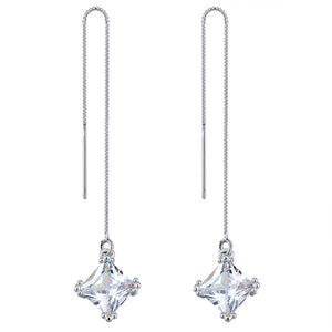 New Silver Plated Long Crystal Dangle Earring