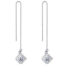 Load image into Gallery viewer, New Silver Plated Long Crystal Dangle Earring